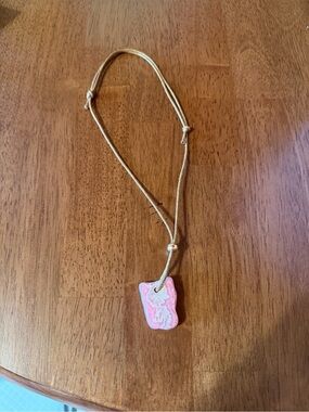 Pink and White Crystal Pendant on Adjustable Cord Necklace